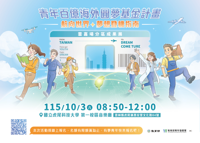 教育部青年發展署-115年「青年百億海外圓夢基金計畫」新北場及雲嘉場分區成果展