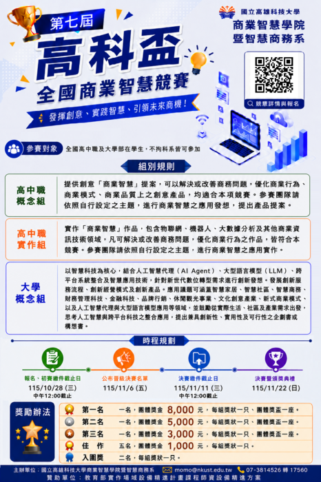國立高雄科技大學-「第七屆高科盃全國商業智慧競賽」