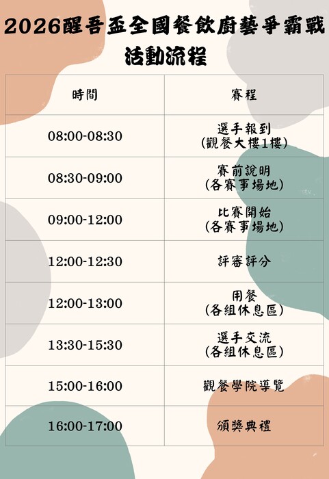 醒吾科技大學-「2026醒吾盃全國餐飲廚藝爭霸戰」